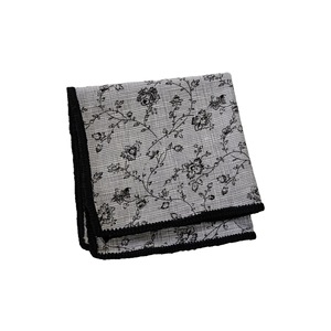 Groom Wear Pink Floral <b>Pocket</b> <b>Square</b> with <b>White</b> Knitted Edges - Product Image 2