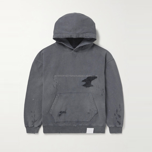 เสื้อฮู้ดหนาทรงบ็อกซี่ไม่มี2025สำหรับผู้ชายเสื้อฮู้ดผ้าฝ้ายโอเวอร์ไซส์ผลิตได้ตามต้องการ - Product Image 3