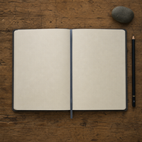 Carnet de notes LABON personnalisé, motif montagne abstraite, couverture rigide en tissu gris, pages à grille de points, ruban bleu