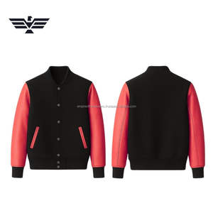 Veste bomber de baseball varsity pour homme avec combinaison de couleurs personnalisée |   Col montant enduit pour l'hiver - Product Image 5