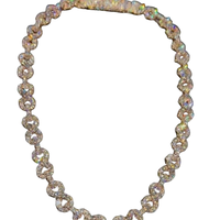 Chaîne cubaine infinie hip-hop de haute qualité, coupe baguette de 15 mm, plaquée or rose personnalisée, avec moissanite glacée VVS certifiée GRA
