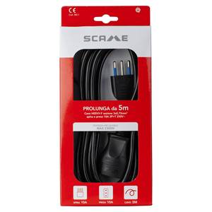 5m Electrical <b>Extension</b> Cable H05VV-F 3x0.75 Mmq (10A 2P+T) Black PP0382 1R for Cables and Wires - Product Image 2