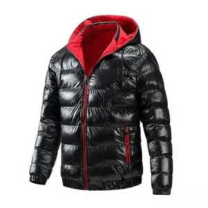 Listo Stock Down Coat Hombres Bright Face Trend Con capucha Corto Grueso Invierno Bomber Shiny Puffer Chaqueta de los hombres - Product Image 6