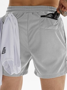 High Quality Sporty Eco-Friendly Men's Gym Shorts Custom Training Workout <b>Fitness</b> Athletic Wear Polyester/Cotton Solid Pattern - Product Image 6