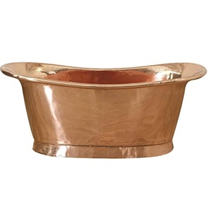 Baignoire en cuivre martelé artisanal de luxe TQC avec installation encastrée et vidange centrale pour maisons, hôtels et restaurants - Product Image 3