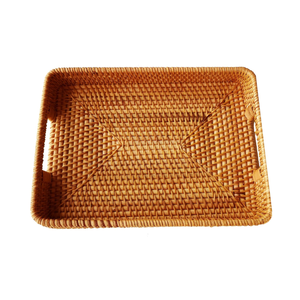 Bandejas ecológicas de mimbre para servir chocolate de ratán con asas Ramadan Kareem Holiday Bandejas para regalar desde Vietnam - Product Image 4