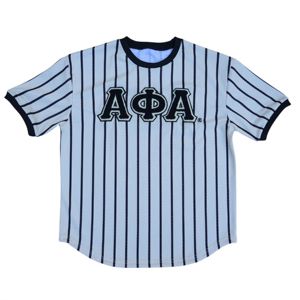 Camiseta de béisbol a rayas-Camiseta de malla Tuk Neutral 11/1 | Letras de chenilla bordadas | Ropa de fraternidad y hermandad - Product Image 1