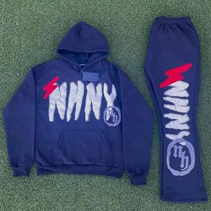 Fabricante de Ropa, Conjunto Deportivo de 2 Piezas para Hombre, Sudaderas y Pantalones Deportivos Personalizados con Logotipo Estampado, Conjuntos de Sudadera con Capucha de Nueva Llegada - Product Image 3