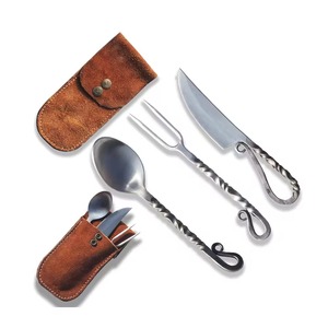 Factory Price Classic Design Medieval Cutlery <b>Set</b> Hand Forged Viking Knife <b>Spoon</b> <b>and</b> <b>Fork</b> Flatware <b>Sets</b> for Giveaways - Product Image 2