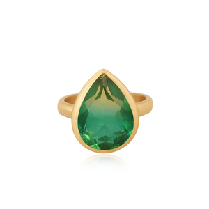 Bio Chrome Diopside Doublet Quartz Gemstone Ring Yellow Gold Plated Fashion Ring Wholesale Brass Ring Jewelry Manufacturer - Product Image 1
