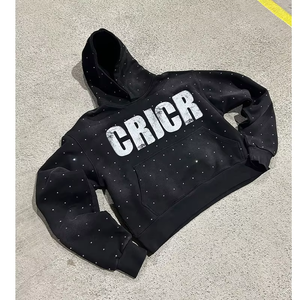 2025 Custom Rhinestone Hoodies Wholesale Factory Fleece Bling Skull <b>Skeleton</b> Logo Design <b>Full</b> Zip up Rhinestone Hoodies - Product Image 2