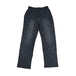 Pantalons pour hommes de haute qualité en gros, lourds, délavés à l'acide et décolorés au soleil, avec strass, surdimensionnés - Product Image 1