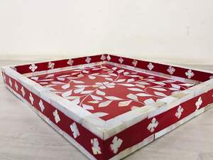 Plateau de service en nacre fait à la main, taille personnalisée pour le rangement, décoration en bois, table de cuisine et de salle à manger, cadeau au meilleur prix - Product Image 2