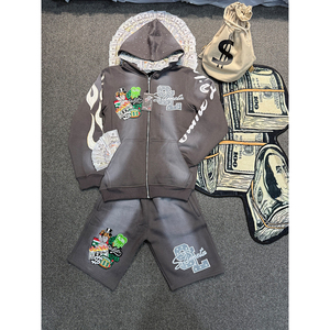 Ensemble sweat à capuche et short décontracté pour homme, 100 % coton, séchage rapide, coupe oversize, épaules tombantes, haute qualité, style streetwear, vente chaude - Product Image 1