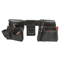 Sac à outils en cuir véritable robuste personnalisé pour hommes, charpentiers de couleur noire, fermeture à cordon de serrage d'une capacité de 200 lb