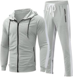 ชุดกีฬาสองชิ้นระบายอากาศได้ดีสำหรับผู้ชายชุดวอร์มฟิตเนสแขนยาวพร้อมแจ็กเก็ตกางเกงสำหรับผู้ใหญ่ - Product Image 1