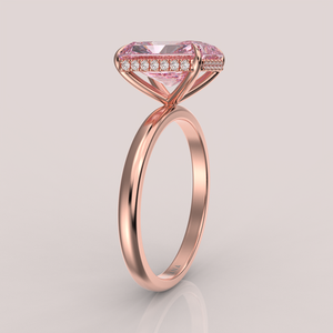 14K oro radiante corte Rosa laboratorio crecido diamante compromiso anillo Boda nupcial oculto Halo regalo anillos finos para mujeres - Product Image 2