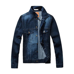Veste en toile denim délavée d'hiver conception personnalisée en vente en gros 2025 veste denim délavée bleue couleur unie personnalisée OEM pour homme - Product Image 5