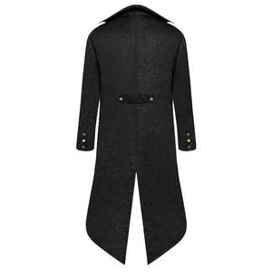 Unisex Gothic Steampunk Tailcoat Long Coat <b>Medieval</b> Halloween Magician <b>Costume</b> Frock Blazer Vintage Stage Show Cosplay Jacket - Product Image 4