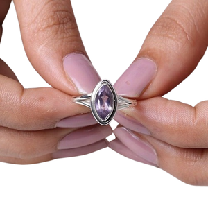 Bague classique bijoux pour femmes argent Boho Style bijoux 925 argent Sterling améthyste pierre précieuse bague faite à la main cadeau pour femme - Product Image 1