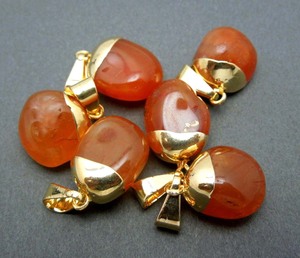 Handmade 15mm Carnelian Tumble Smooth Electroplated Pendant Necklace Vintage Fashion Jewelry <b>Beautiful</b> Brass Silver Plating Gift - Product Image 1
