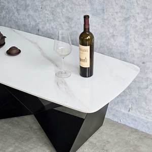 <b>Stone</b> Top Coffee Table with Powder-Coated Iron Frame Elegant End Table for Living Room Entry or Dining Home Furniture-TT68192 - Product Image 4