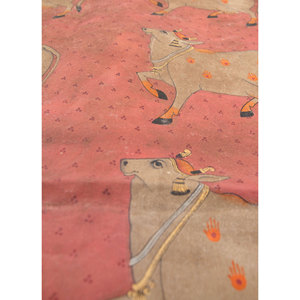 Art mural et tapisserie en tissu de coton bohème rouge et orange style Pichwai pour décoration extérieure et chambre, motif de Noël panoramique - Product Image 3