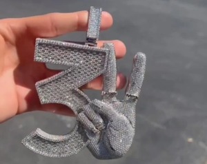 Colgante de letra con inicial de diamante de moissanita de Plata de Ley 925 para colgante de número personalizado, collar, joyería de Hip Hop - Product Image 2