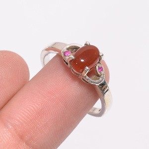 แหวนเงินแท้สไตล์คลาสสิกสีเงิน925อัญมณีสีแดงพลอยโอนิกซ์เจียระไนเพชรรูปไข่สำหรับงานแต่งงานครบรอบหมั้นของขวัญสำหรับงานเลี้ยง - Product Image 3