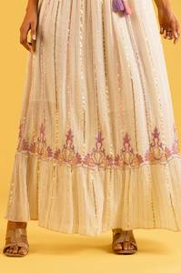 Mesmerizing Effect Stunning Dress Adorn With Intricate Gold <b>Beaded</b> And Sequin Threadwork Summer Bling Boho Purple Maxi Dress - Product Image 2