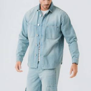 Venta al por mayor de camisetas para hombres, moda informal, camisa de mezclilla de algodón, ropa de calle, camisa con estampado de logotipo personalizado, precio al por mayor, Top Boys - Product Image 2