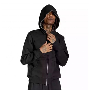 Meilleures ventes Arrivée hiver 2025 Sweat à capuche zippé intégral pour homme en polaire épaisse Mélange de coton Respirant 400g Doublure en strass - Product Image 2