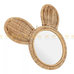 Modern Eco-Friendly <b>Hanging</b> <b>Mirror</b> High Definition Rattan <b>Wall</b> Decorative Makeup <b>Mirror</b> Customizable Shape in Vietnam - Product Image 2