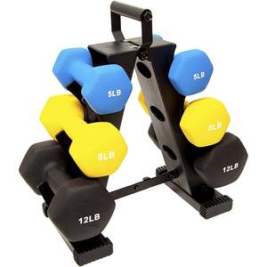 Set di manubri rivestiti in neoprene BalanceFrom da 5, 8, 12 libbre con supporto per il fitness - Product Image 1
