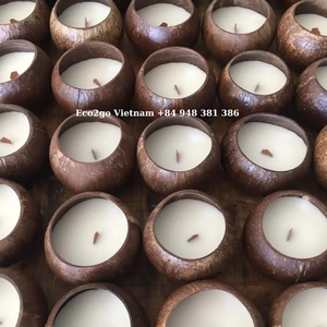 Vela perfumada de soja con forma de velas de coco de cera de soja/cuenco de cáscara de coco para velas vela perfumada hogar/vela de coco Vietnam - Product Image 2