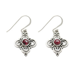 Vente chaude Solide 925 Sterling Silver Naturel Rouge Grenat Gemstone Fleur Boucles D'oreilles Pour Femmes Filles À La Main Fine Jewelry Exportateur - Product Image 1