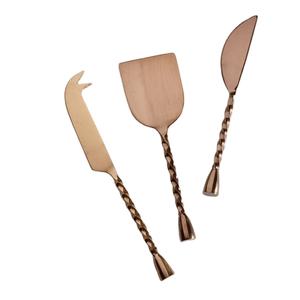 Juego de herramientas para queso personalizado hecho a mano con mango retorcido único último Acero inoxidable Chapado en cobre para uso doméstico en la cocina - Product Image 1