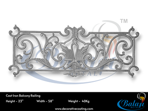 Modern Paris Cast Iron Balcony Railing Panel Grey Highly Polished Finish Super Shot Blast Sand Moulded Construction Balaji - Product Image 3