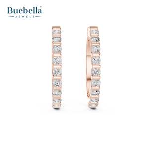 Offre Spéciale personnalisé 925 argent Sterling plaqué argent rond cerceau taille brillant laboratoire cultivé diamant Hip Hop Style boucle d'oreille pour les femmes - Product Image 2