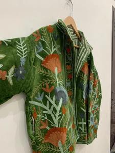 Handmade <b>Velvet</b> Vintage Suzani With Pocket Winter Short <b>Jacket</b> for <b>Womens</b> Available for Wholesale Purchase - Product Image 3