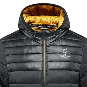 แจ็กเก็ตขนเป็ดโพลีเอสเตอร์สีดำสำหรับผู้ชายเสื้อคลุมฤดูหนาวที่สามารถปรับแต่งได้ผลิตโดยคอลเลกชันสง่างาม - Product Image 3