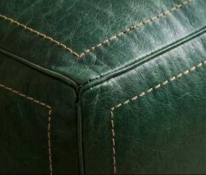 Green Square Pouf Ottoman Cushion Handmade PU Leather Modern <b>Stool</b> for Living Room <b>Bedroom</b> Hotel Villa - Product Image 3