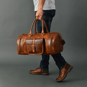 Bolsa de viaje CLC RR20 hecha a mano Vintage Unisex de grano completo de cuero genuino Duffle Weekender para hombre - Product Image 1