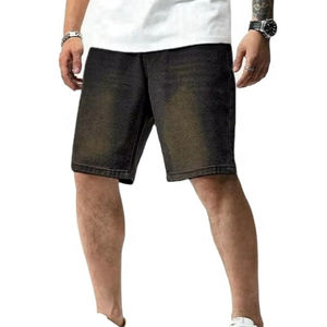 Shorts en jean décontractés Y2K pour homme, style charpentier, couleur espresso, brun foncé, noir, rigides, 100 % coton, poche latérale, poche arrière - Product Image 3