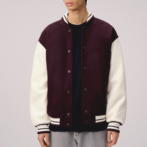 Chaqueta universitaria de cuero de lana de alta calidad para hombre, ropa de calle de invierno bordada larga con cuello levantado, nuevo diseño de Letterman - Product Image 4