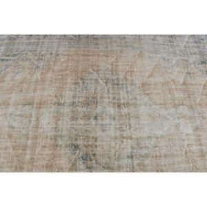 4.4x9.3 ft Large Vintage Turkish Rug, <b>Brown</b> Check <b>Wool</b> Rug - Product Image 5