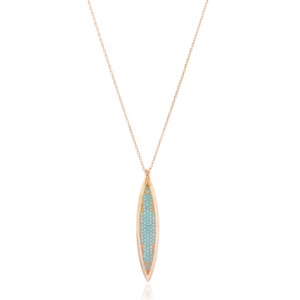 Collier Turc Fait Main en Argent Sterling 925 avec Pierre de Zircon Turquoise, Design Minimaliste Tendance pour Fiançailles, Mariage et Fêtes, Vente en Gros - Product Image 1