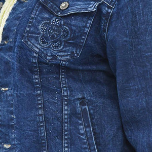 แจ็กเก็ตยีนส์เฮฟวี่เวทของผู้หญิงแขนยาวผ้าขนเทียมแบบขาดสไตล์ยีนส์สวมใส่สบายเสื้อผ้าแฟชั่นใส่ด้านหน้าร้านโรงงานที่ดีที่สุด - Product Image 5