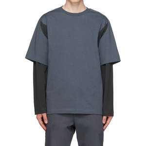 Camiseta de manga larga de doble capa informal de fabricantes personalizados para hombres, camisetas de manga larga lavadas con ácido Vintage desgastadas para hombres - Product Image 3