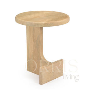 Mesita de Noche Redonda con Base Esculpida, Acabado Liso, Diseño de Madera Artesanal Duradero para Interiores de Dormitorios Modernos - Product Image 2